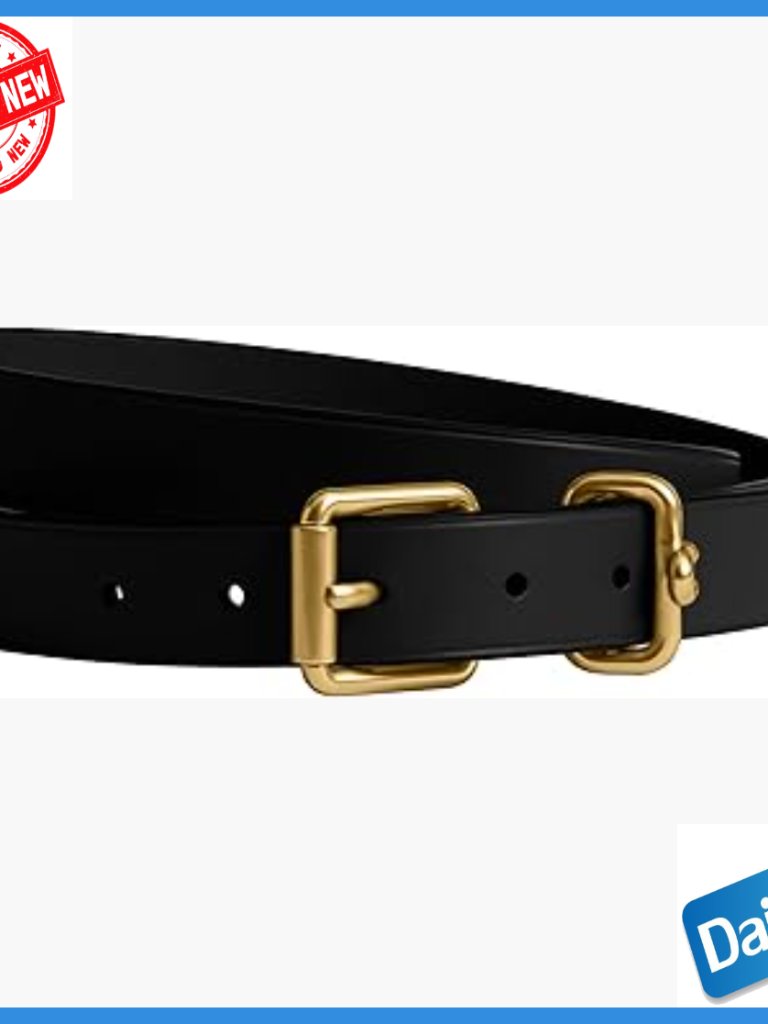 Small Leather Belt With Roller Buckle And C Keeper, Dry Clean Only